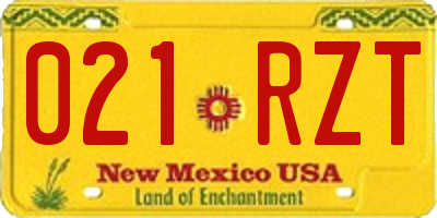 NM license plate 021RZT
