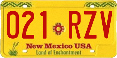 NM license plate 021RZV