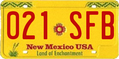 NM license plate 021SFB