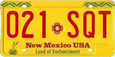 NM license plate 021SQT