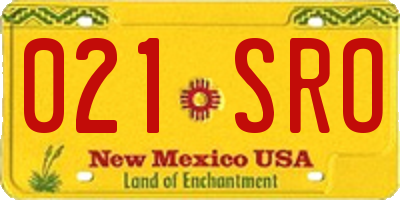 NM license plate 021SRO