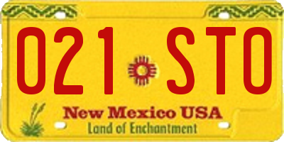 NM license plate 021STO
