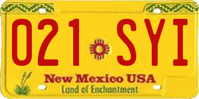 NM license plate 021SYI