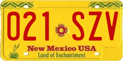 NM license plate 021SZV