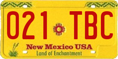 NM license plate 021TBC