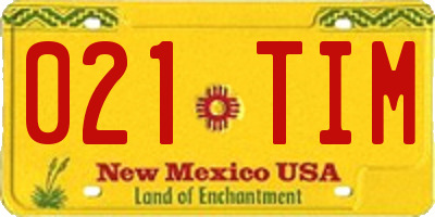 NM license plate 021TIM
