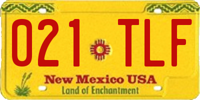 NM license plate 021TLF