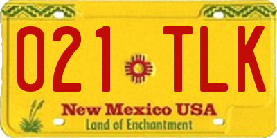 NM license plate 021TLK