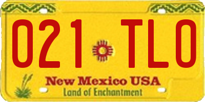 NM license plate 021TLO