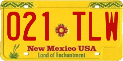 NM license plate 021TLW