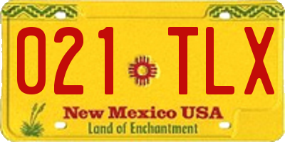 NM license plate 021TLX