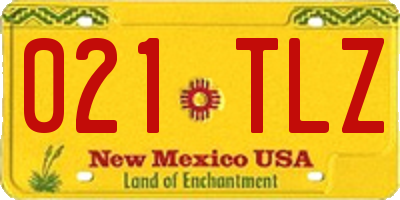 NM license plate 021TLZ