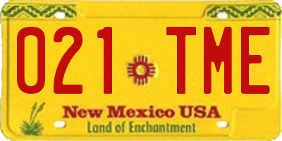 NM license plate 021TME