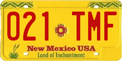 NM license plate 021TMF