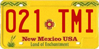 NM license plate 021TMI