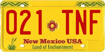 NM license plate 021TNF