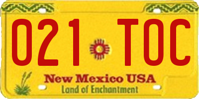 NM license plate 021TOC