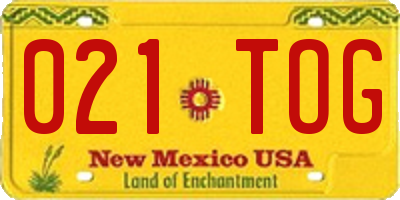 NM license plate 021TOG