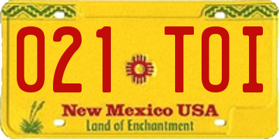 NM license plate 021TOI
