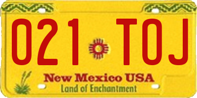 NM license plate 021TOJ