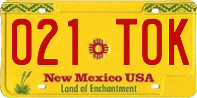 NM license plate 021TOK