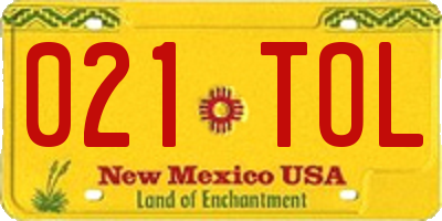 NM license plate 021TOL