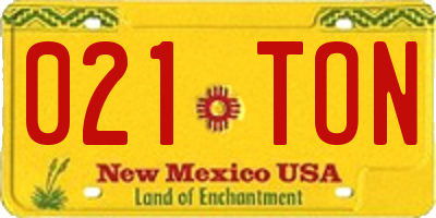 NM license plate 021TON