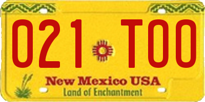 NM license plate 021TOO
