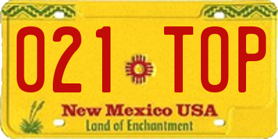 NM license plate 021TOP