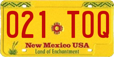 NM license plate 021TOQ