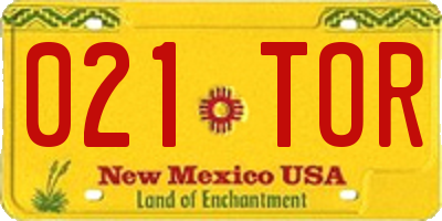 NM license plate 021TOR