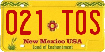 NM license plate 021TOS