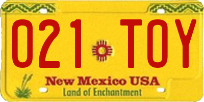 NM license plate 021TOY