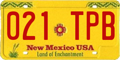 NM license plate 021TPB