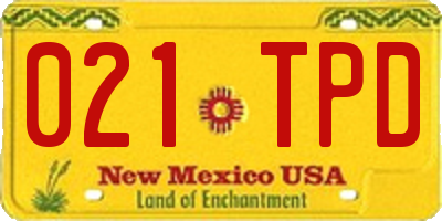 NM license plate 021TPD