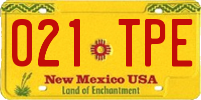 NM license plate 021TPE