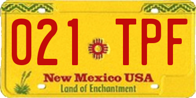 NM license plate 021TPF