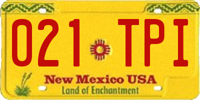 NM license plate 021TPI