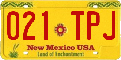 NM license plate 021TPJ