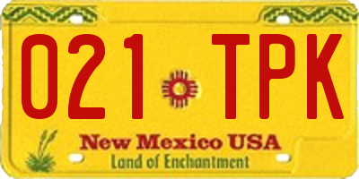 NM license plate 021TPK