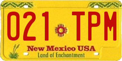 NM license plate 021TPM
