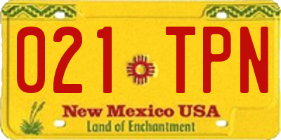 NM license plate 021TPN