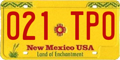 NM license plate 021TPO