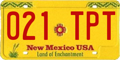NM license plate 021TPT