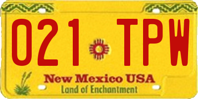 NM license plate 021TPW