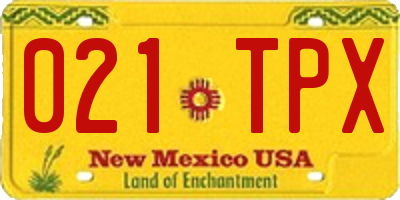 NM license plate 021TPX