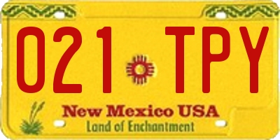 NM license plate 021TPY