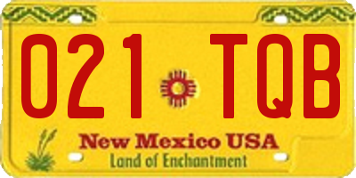 NM license plate 021TQB