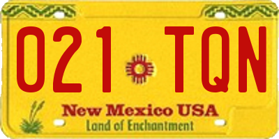 NM license plate 021TQN