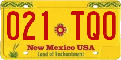 NM license plate 021TQO